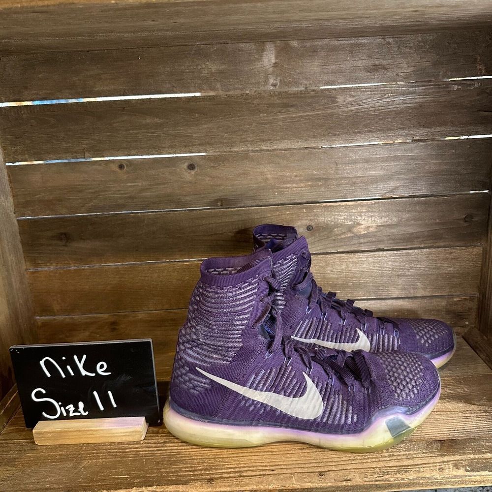 Mens Nike Kobe 10 Elite Team Purple High Top Basketball Shoes Sneakers Size 11